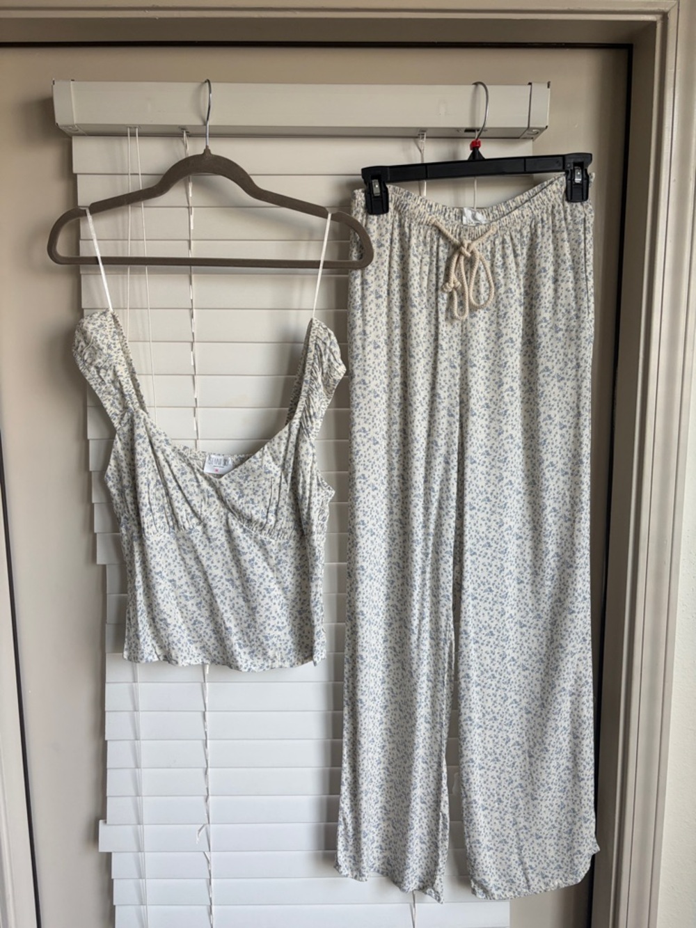 Sienna Sky Cream and Blue Floral Two-Piece Lounge Set